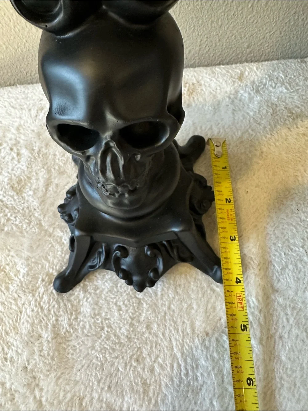 Martha Stewart Halloween Candelabra Skulls Candle Holder Black Resin NWT